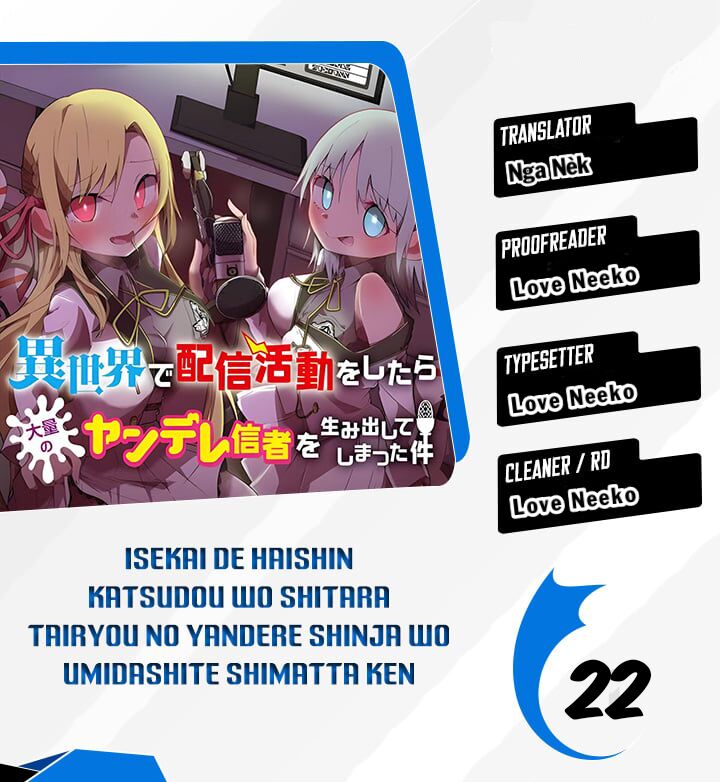 Isekai De Haishin Katsudou Wo Shitara Tairyou No Yandere Shinja Wo Umidashite Shimatta Ken Chapter 22 - Trang 0