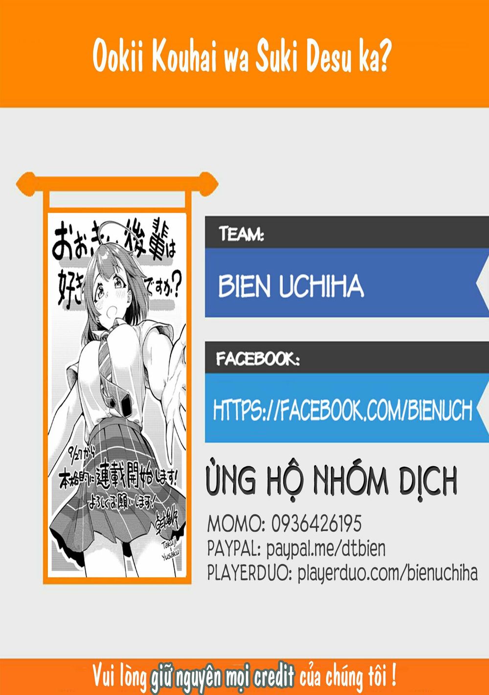 Senpai Có Thích Đàn Em Bb (Big Boobs) Chapter 9 - Trang 0