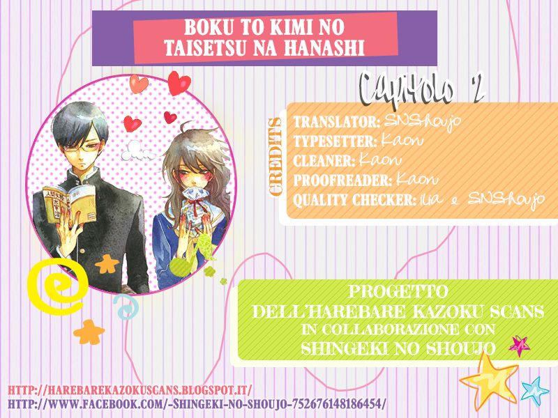 Boku To Kimi No Taisetsu Na Hanashi Chapter 2 - Trang 0